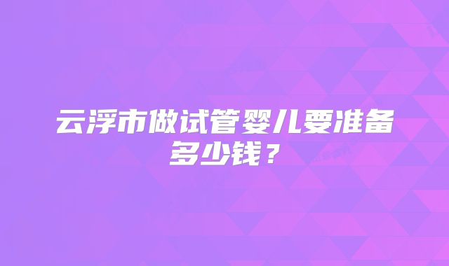 云浮市做试管婴儿要准备多少钱?