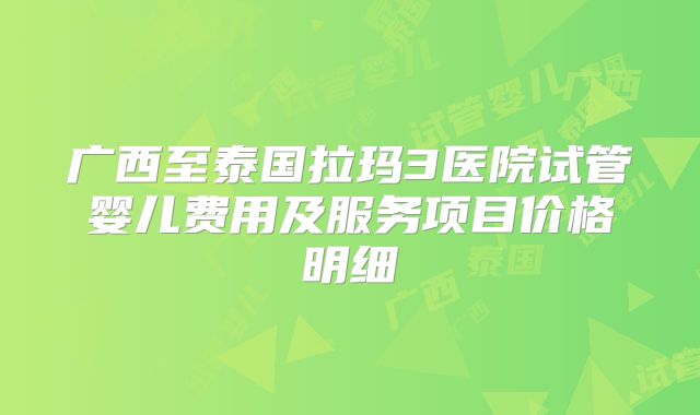 广西至泰国拉玛3医院试管婴儿费用及服务项目价格明细
