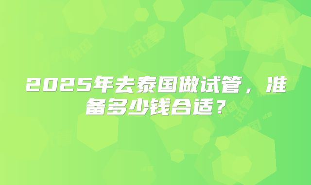 2025年去泰国做试管，准备多少钱合适？