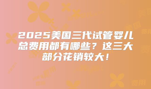 2025美国三代试管婴儿总费用都有哪些？这三大部分花销较大！
