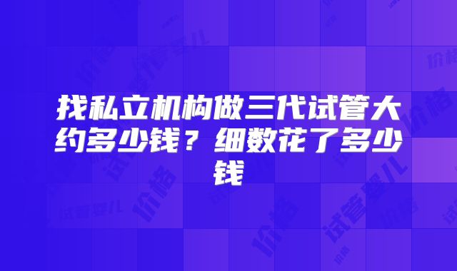 找私立机构做三代试管大约多少钱？细数花了多少钱