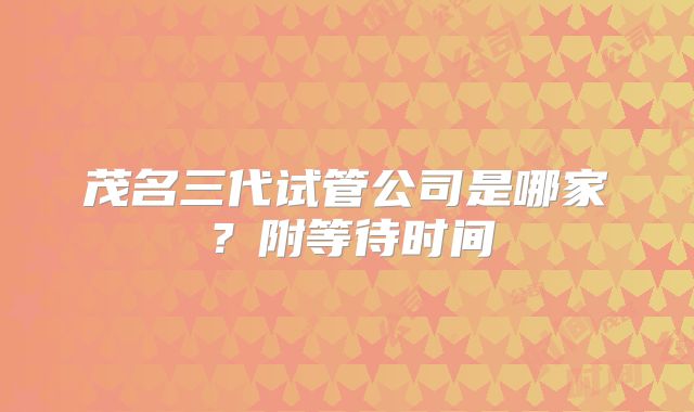 茂名三代试管公司是哪家？附等待时间