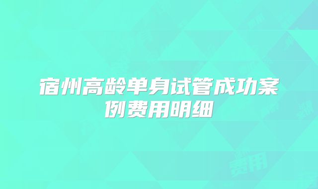 宿州高龄单身试管成功案例费用明细