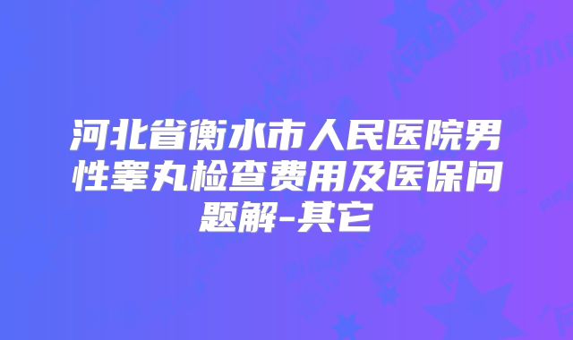 河北省衡水市人民医院男性睾丸检查费用及医保问题解-其它