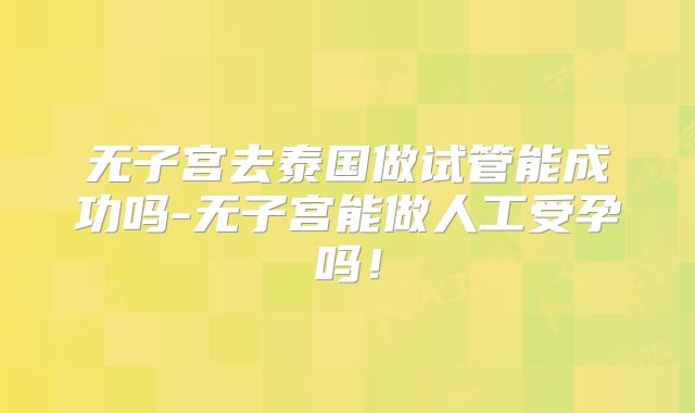 无子宫去泰国做试管能成功吗-无子宫能做人工受孕吗！