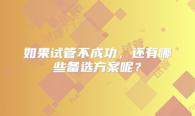 如果试管不成功，还有哪些备选方案呢？
