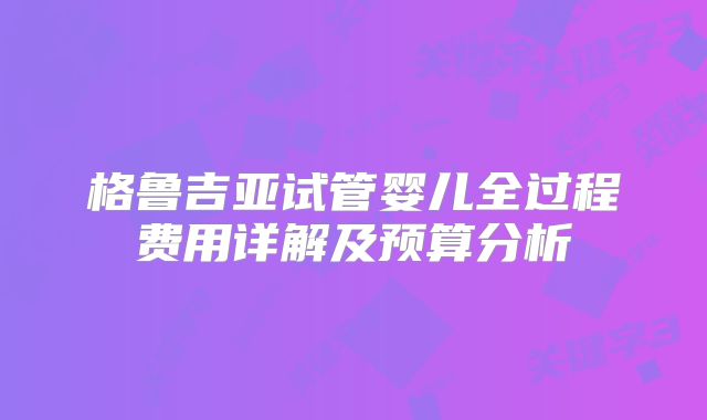 格鲁吉亚试管婴儿全过程费用详解及预算分析
