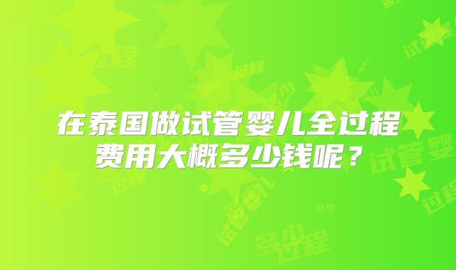 在泰国做试管婴儿全过程费用大概多少钱呢?