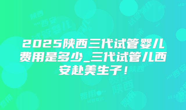 2025陕西三代试管婴儿费用是多少_三代试管儿西安赴美生子！