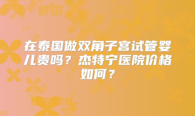 在泰国做双角子宫试管婴儿贵吗？杰特宁医院价格如何？