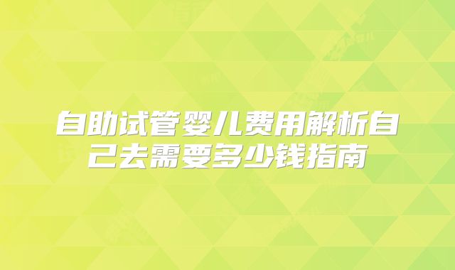 自助试管婴儿费用解析自己去需要多少钱指南