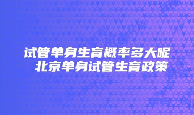 试管单身生育概率多大呢 北京单身试管生育政策
