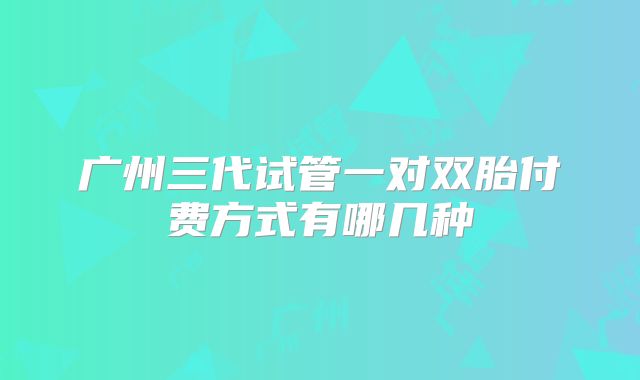 广州三代试管一对双胎付费方式有哪几种