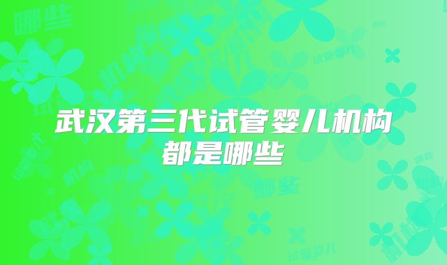 武汉第三代试管婴儿机构都是哪些