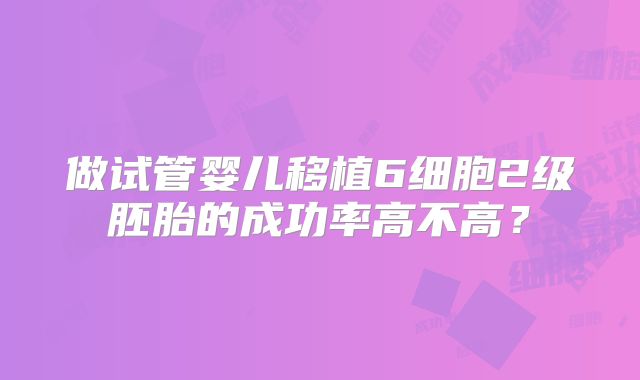 做试管婴儿移植6细胞2级胚胎的成功率高不高?