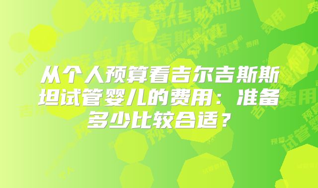 从个人预算看吉尔吉斯斯坦试管婴儿的费用：准备多少比较合适？