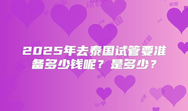 2025年去泰国试管要准备多少钱呢？是多少？