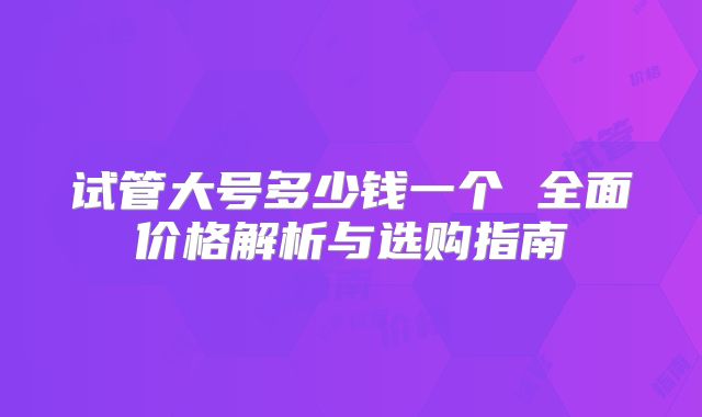试管大号多少钱一个 全面价格解析与选购指南