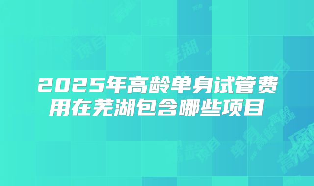 2025年高龄单身试管费用在芜湖包含哪些项目