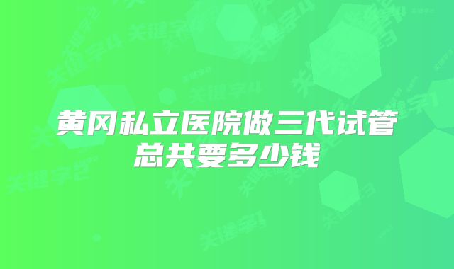 黄冈私立医院做三代试管总共要多少钱