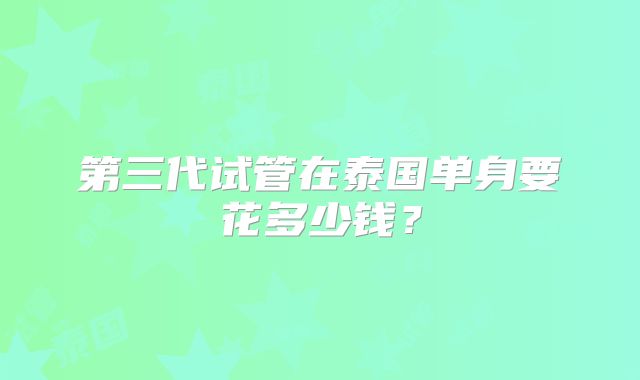 第三代试管在泰国单身要花多少钱？