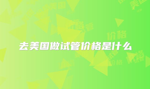 去美国做试管价格是什么