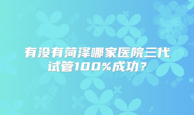 有没有菏泽哪家医院三代试管100%成功？