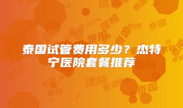 泰国试管费用多少？杰特宁医院套餐推荐
