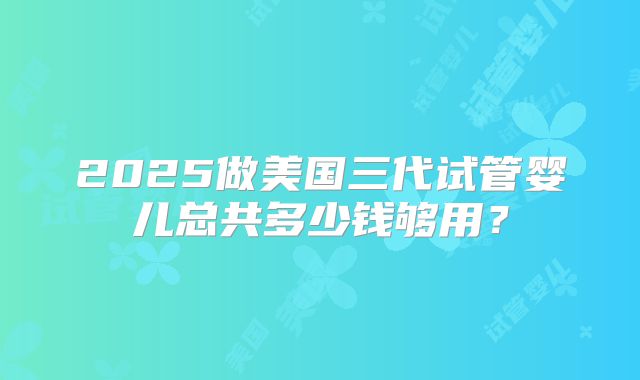 2025做美国三代试管婴儿总共多少钱够用？