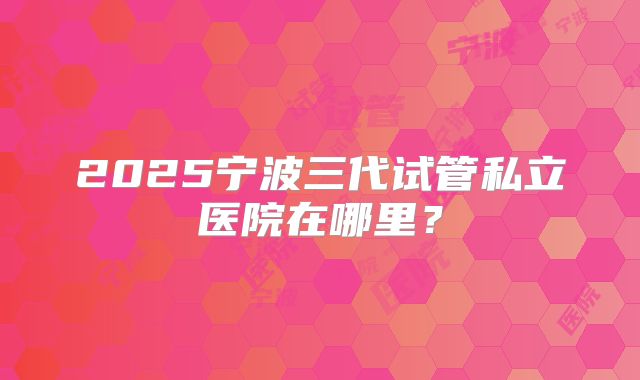 2025宁波三代试管私立医院在哪里?