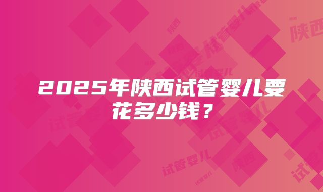 2025年陕西试管婴儿要花多少钱？