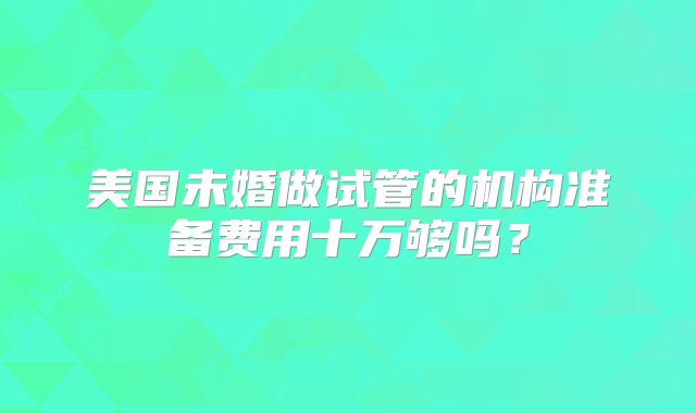 美国未婚做试管的机构准备费用十万够吗？