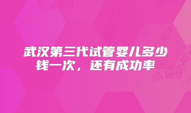 武汉第三代试管婴儿多少钱一次，还有成功率