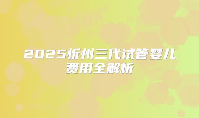 2025忻州三代试管婴儿费用全解析