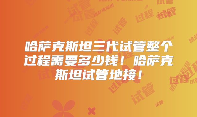 哈萨克斯坦三代试管整个过程需要多少钱！哈萨克斯坦试管地接！