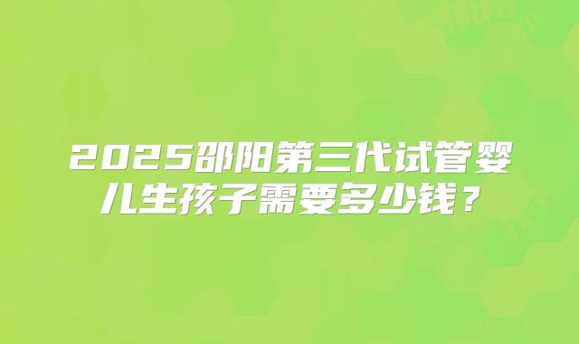 2025邵阳第三代试管婴儿生孩子需要多少钱？