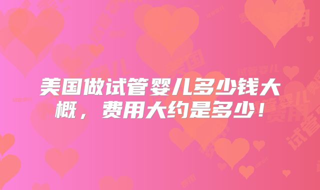 美国做试管婴儿多少钱大概，费用大约是多少！