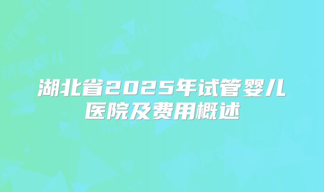 湖北省2025年试管婴儿医院及费用概述