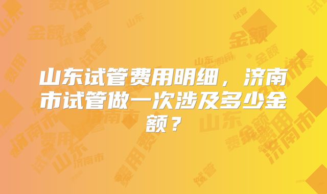 山东试管费用明细,济南市试管做一次涉及多少金额?