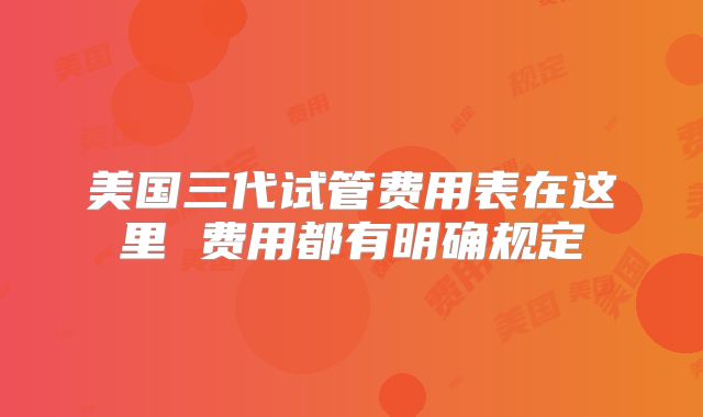 美国三代试管费用表在这里 费用都有明确规定