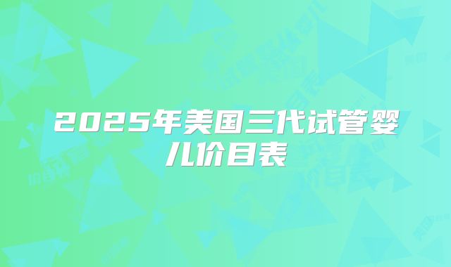2025年美国三代试管婴儿价目表