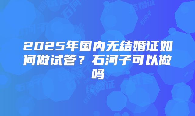 2025年国内无结婚证如何做试管？石河子可以做吗