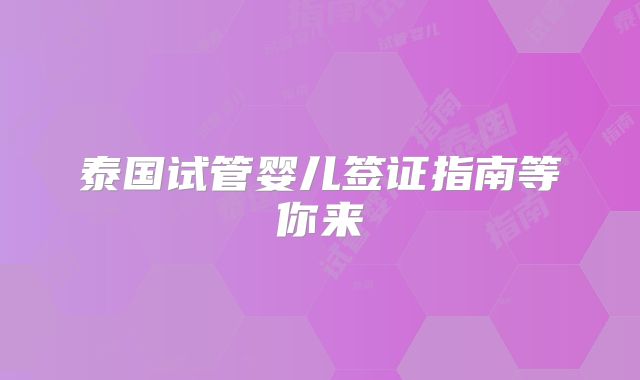 泰国试管婴儿签证指南等你来