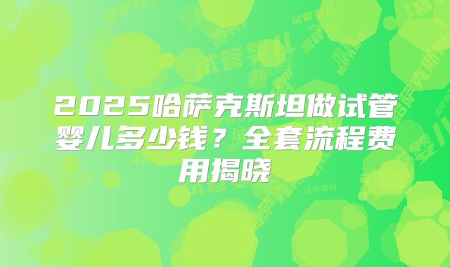 2025哈萨克斯坦做试管婴儿多少钱？全套流程费用揭晓