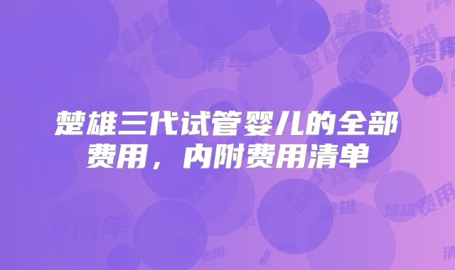 楚雄三代试管婴儿的全部费用，内附费用清单