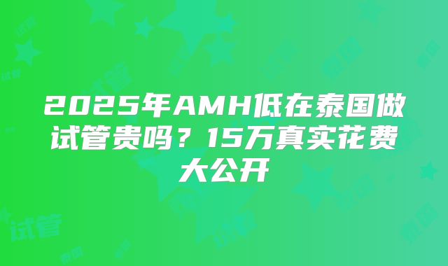 2025年AMH低在泰国做试管贵吗？15万真实花费大公开