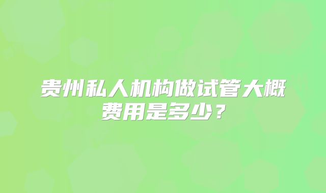 贵州私人机构做试管大概费用是多少？