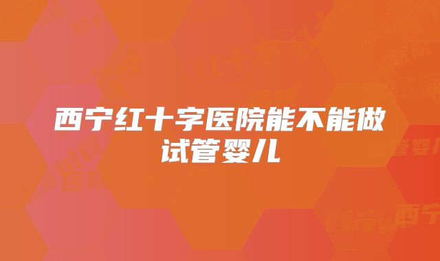 西宁红十字医院能不能做试管婴儿