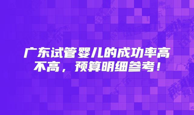 广东试管婴儿的成功率高不高，预算明细参考！