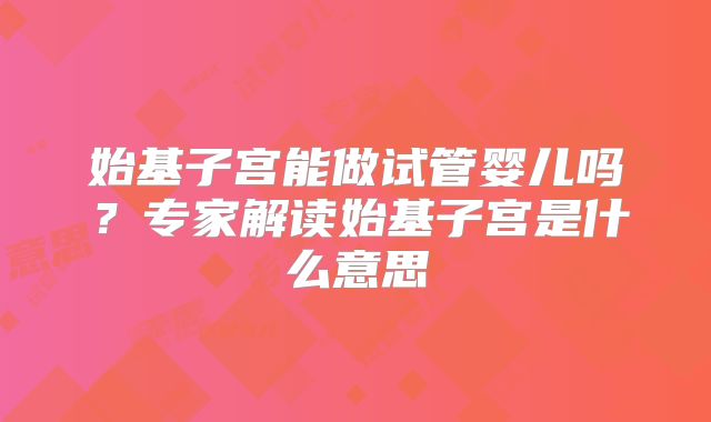 始基子宫能做试管婴儿吗？专家解读始基子宫是什么意思